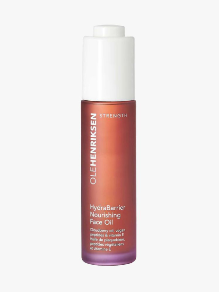 HydraBarrier Nourishing Peptide Face Oil in branded component on a light gray background