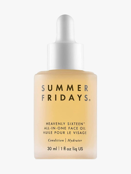 Summer Fridays Heavenly Sixteen All-In-One Face Oil in branded component on a light gray background