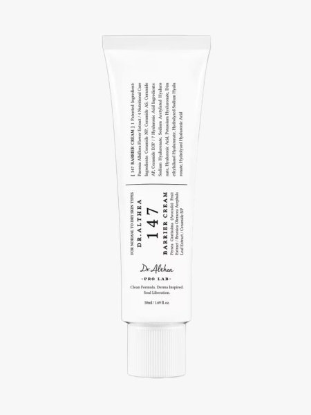 Dr. Althea 147 Barrier Cream in branded component on a light gray background